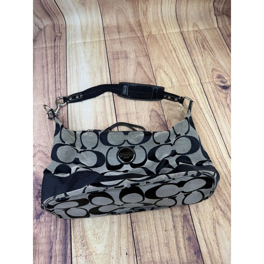 Coach Signature E1182-F17434 Black Grey Jacquard Canvas! READ PLS! View all PICS